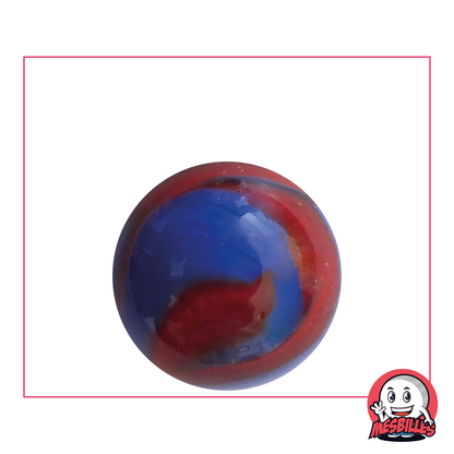 Dino Marble, 25 mm, blue porcelain look with a red wave on the surface, a jewel for collectors.