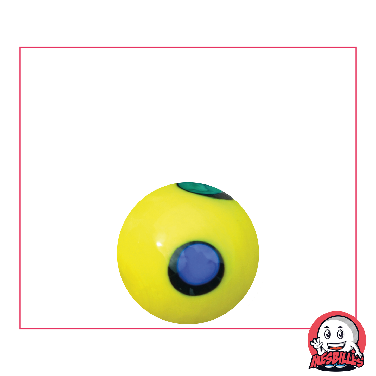 1 Yellow Dot Art Marble 16 mm