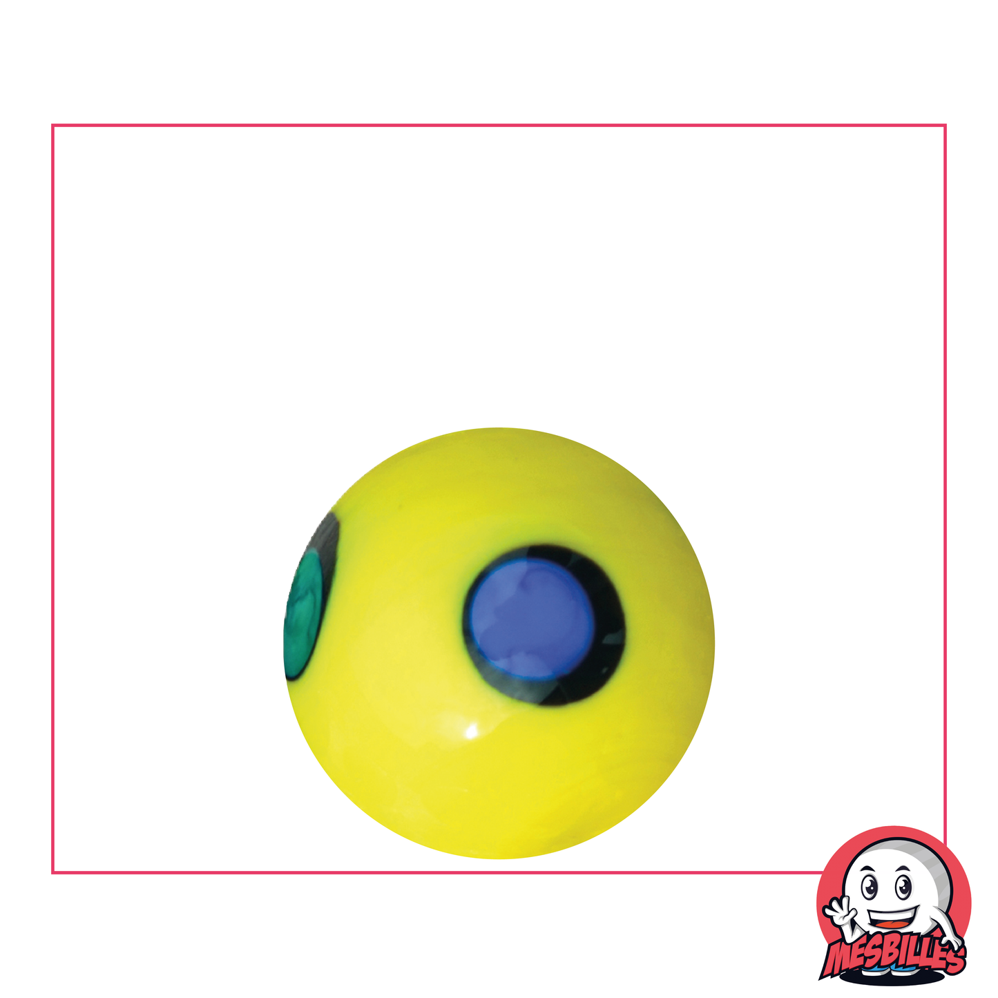 1 Yellow Dot Art Marble 22 mm