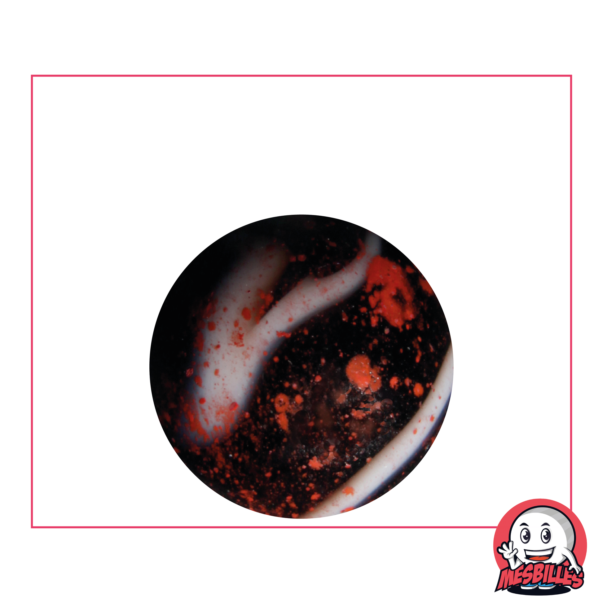 Marble Dracula 25 mm in white opaque glass with black spots - My-Glassmarbles