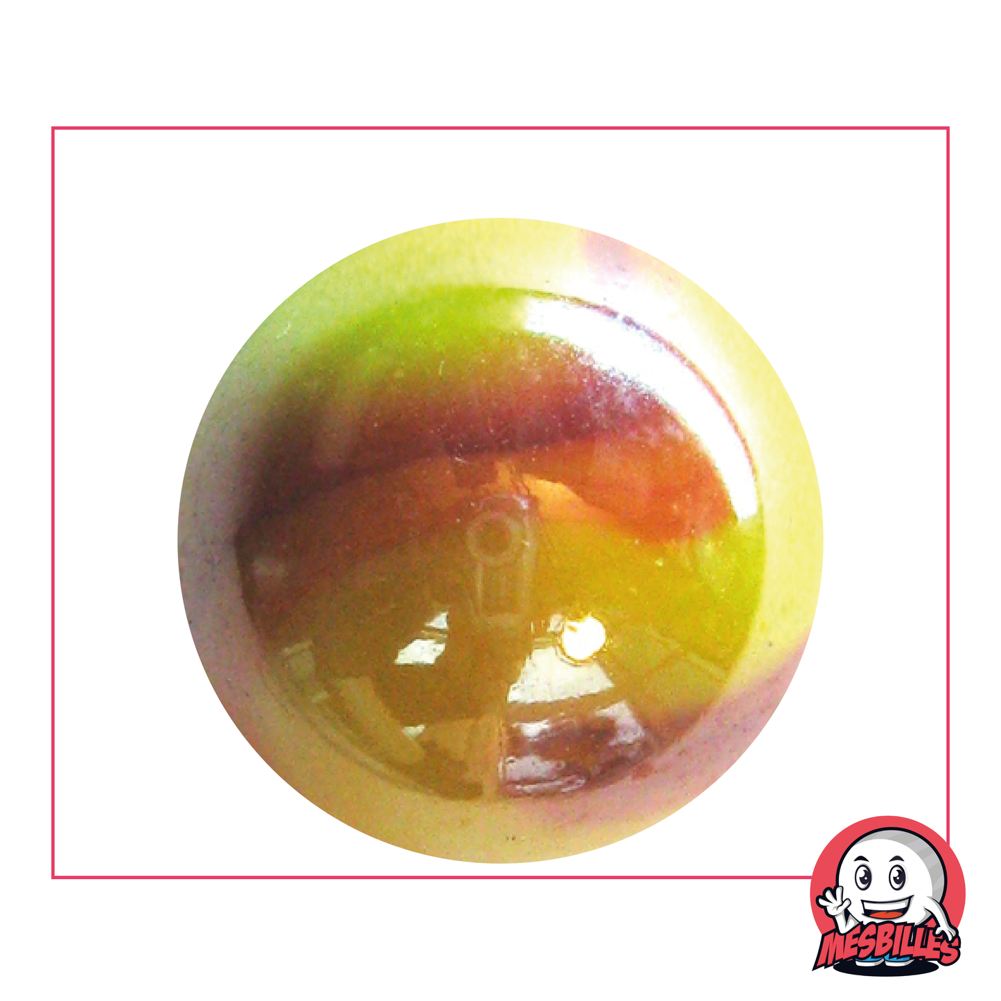 42mm Dragon Marble - Shiny pearlescent Yellow and Red, Whale size marble, extra large marble