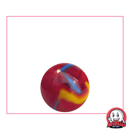 Marble Fiesta 16 mm red with blue and yellow stripes - My-Glassmarbles