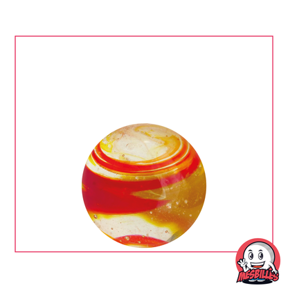 Art Marble Flash Red 22mm, translucent Crystal Glass Marble with orange and red stripes