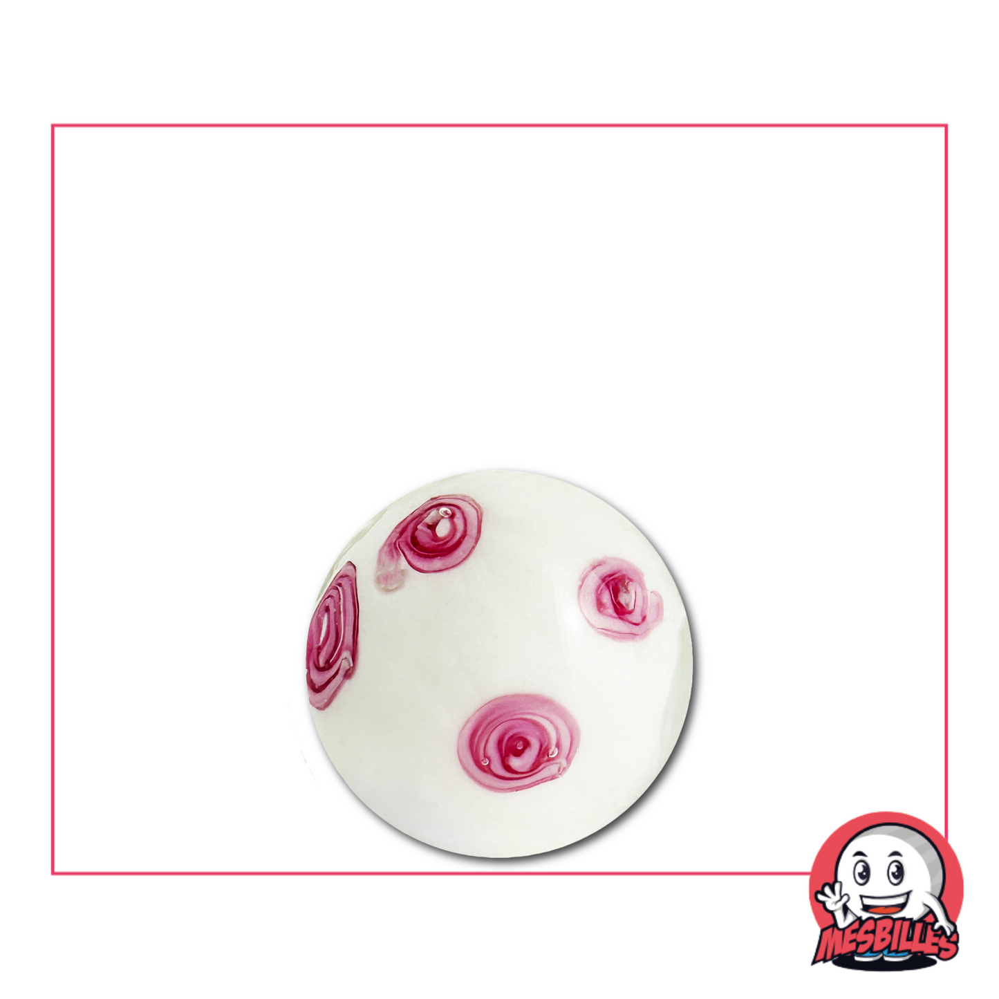 Handcrafted 16 mm glass Marble decorated with delicate pink flowers, evoking the fragile poetry of the cherry blossom.