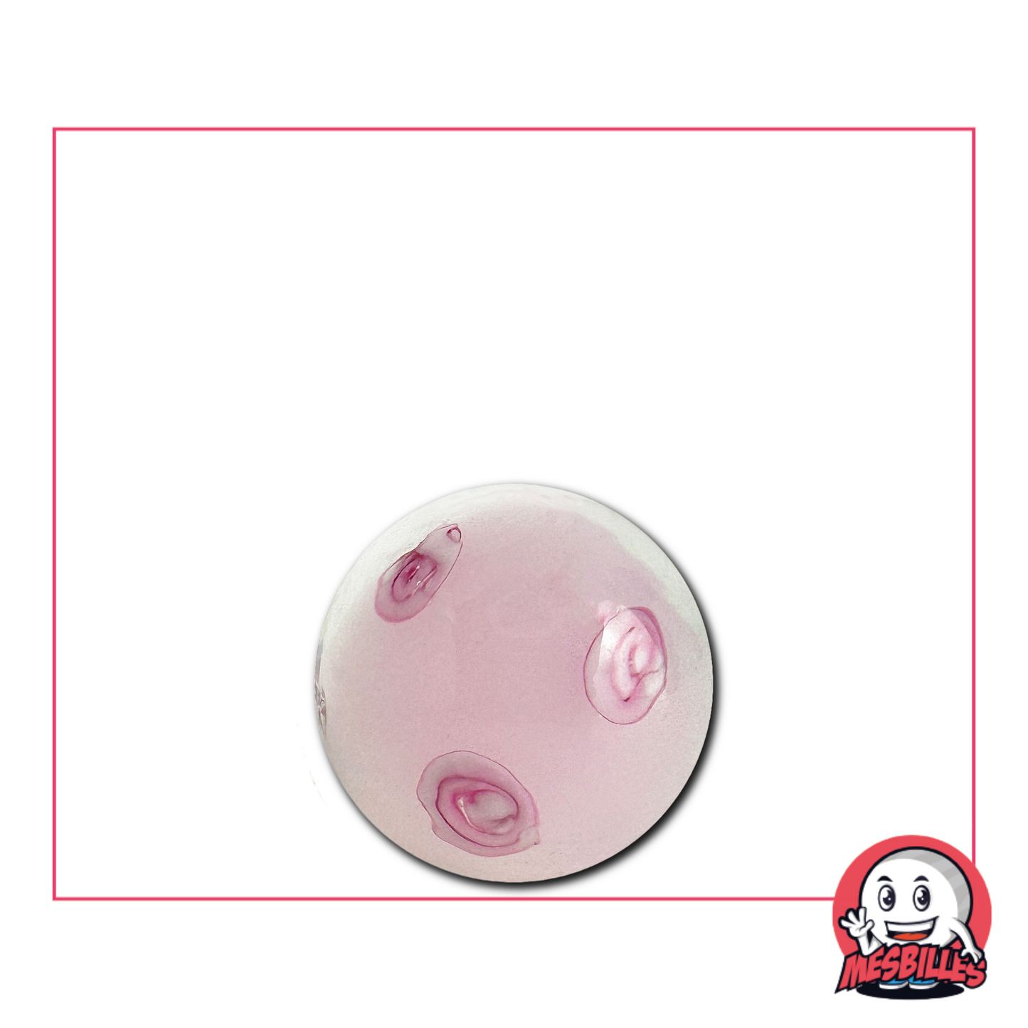 16 mm pastel pink Marble in hand-crafted glass, adorned with delicate mauve cherry blossoms for a soft, spring-like touch.