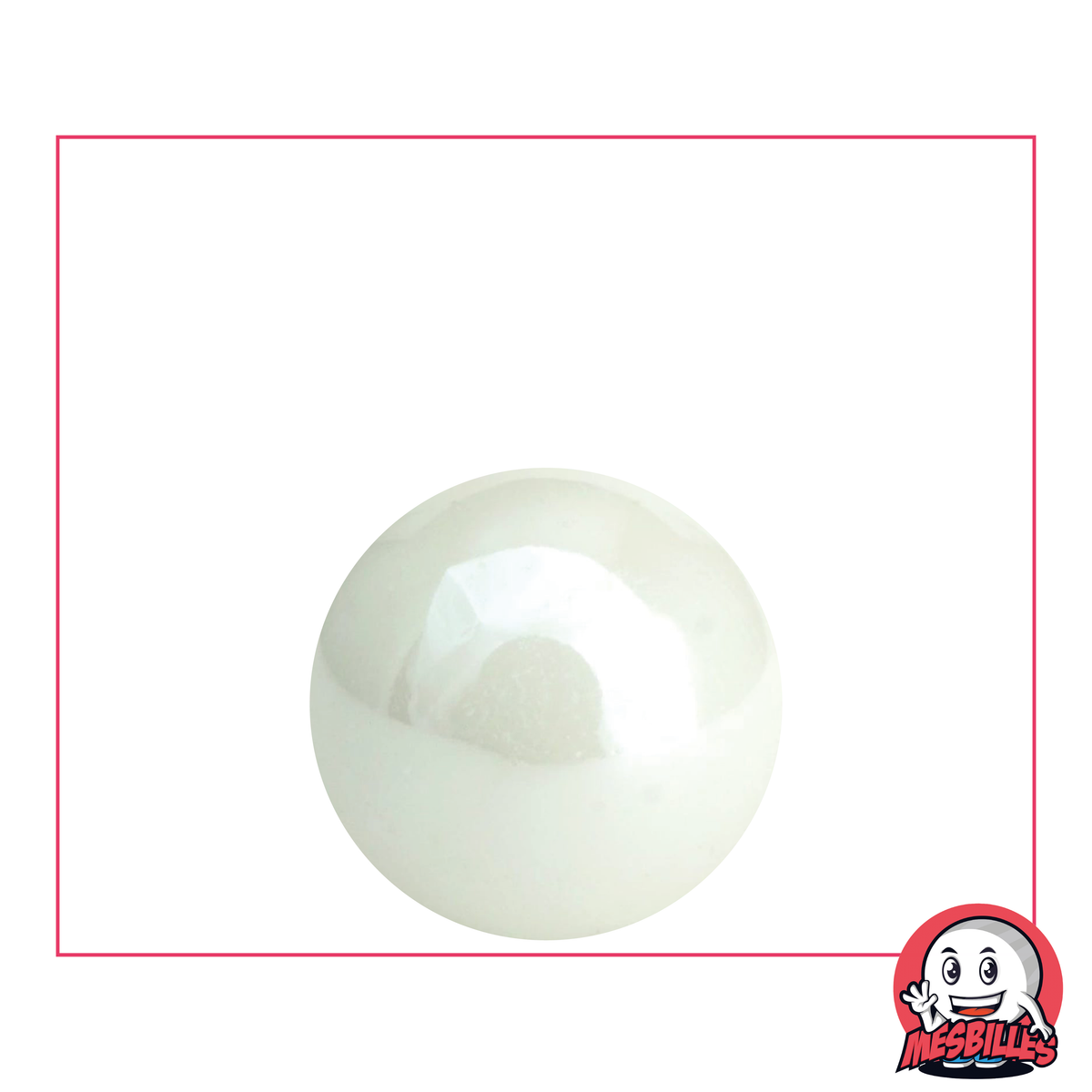 My-Glassmarbles - Marble Glossy White Shiny Opaque Pearlescent 22 mm