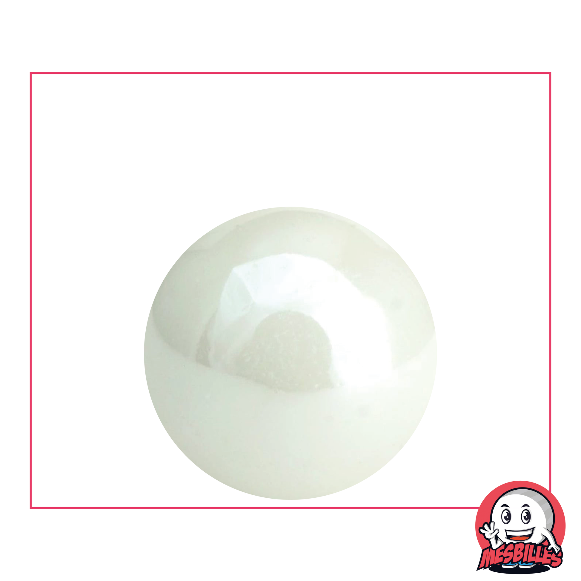 My-Glassmarbles - Marble Glossy White Shiny Opaque Pearlescent 25 mm