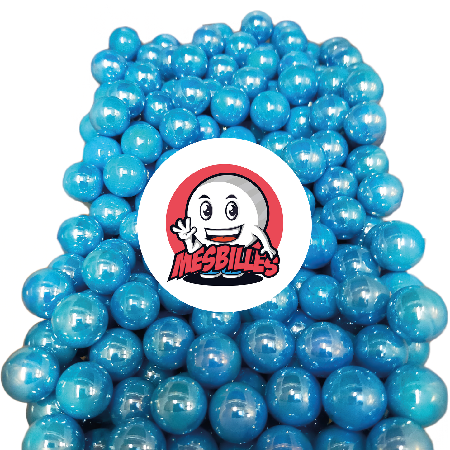 1 Light Blue Glossy Marble 16 mm