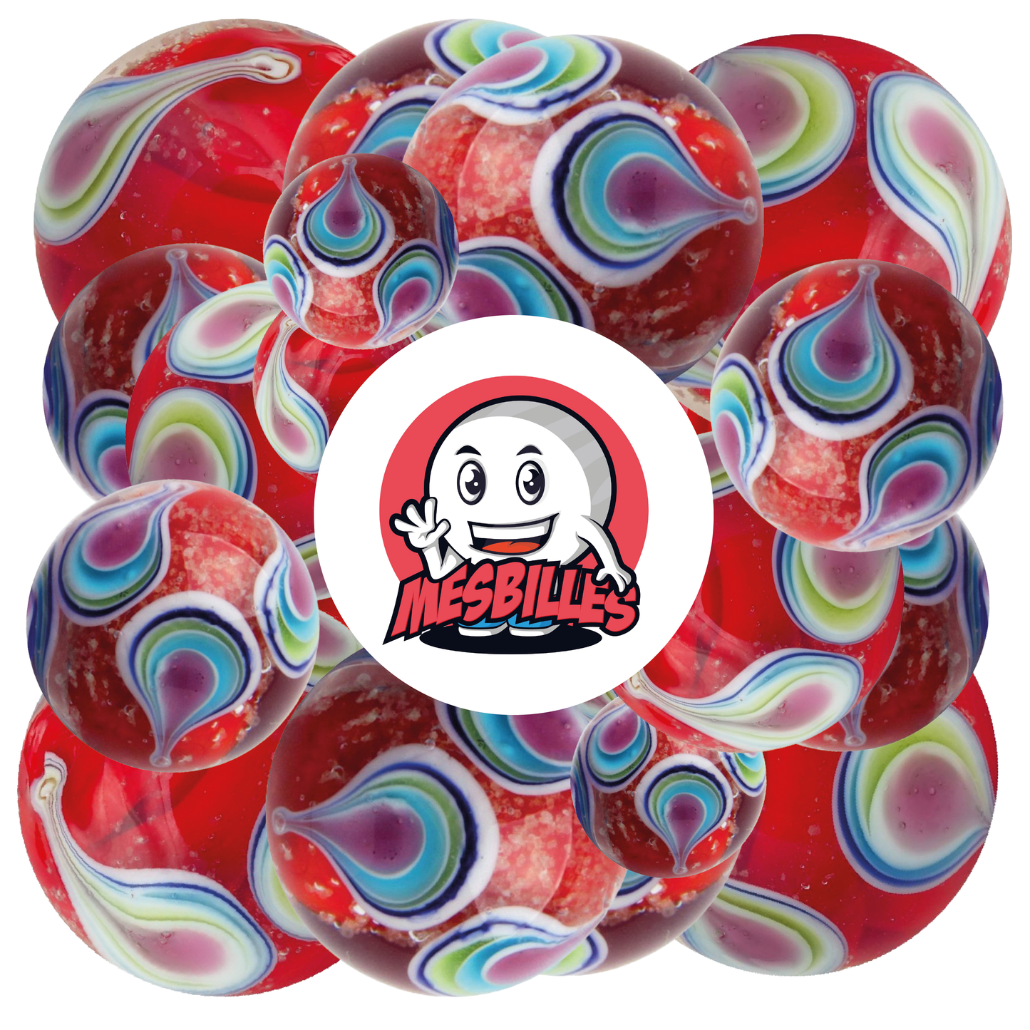 1 Red Phosphorescent Drop Art Marble 22 mm