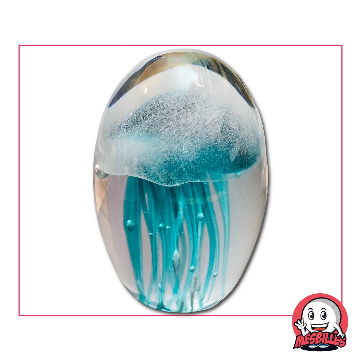 Grande bille à fond plat, Méduse Verte, Brille dans le noir. Dimensions : Largeur 72 mm, Hauteur 105 mm, Profondeur 71 mm