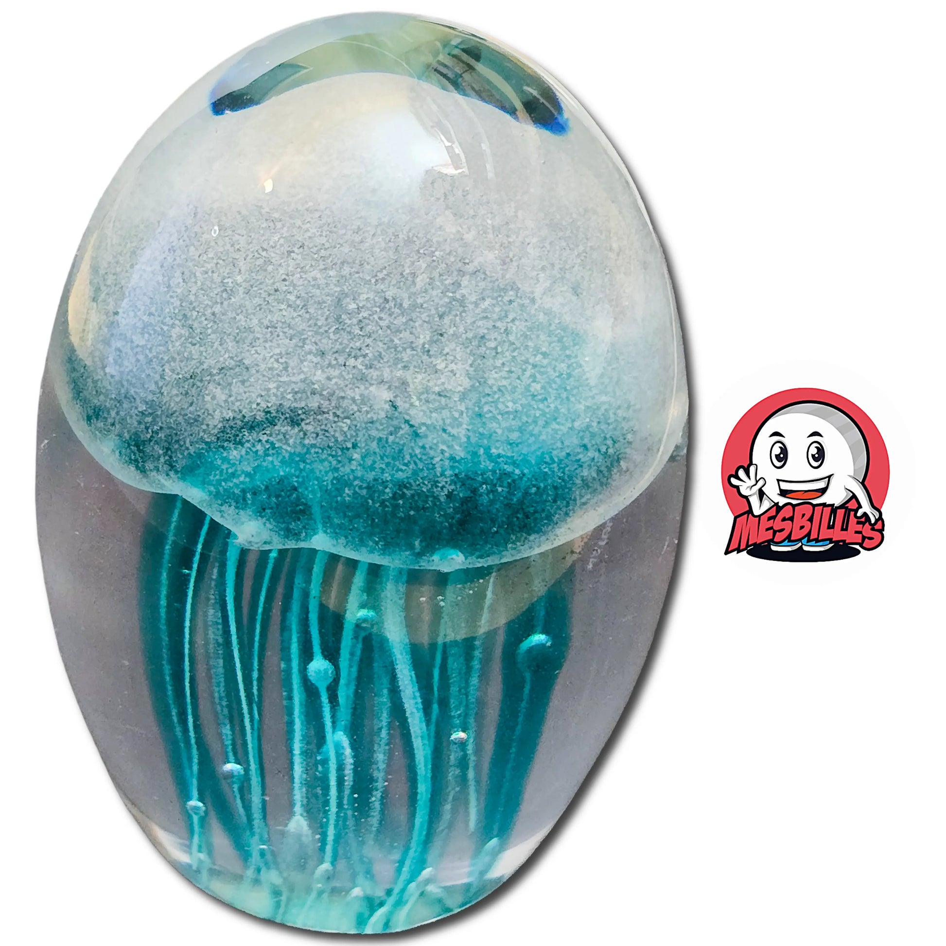 Zoom sur la Grande bille à fond plat, Méduse Verte, Brille dans le noir