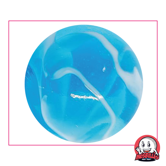 Marble H2O 50 mm blue transparent crossed by waves blaches , big marble of very big size