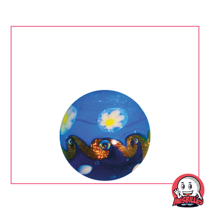 Marble Art Hokusai 22 mm, special handmade marble, blue wave and glitter design.