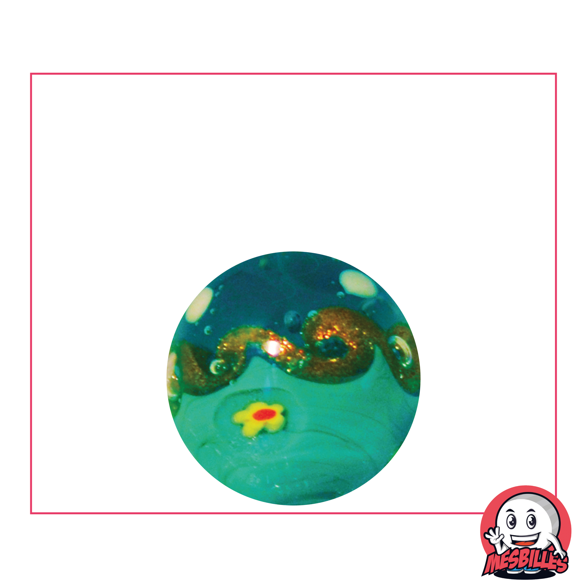 Marble Art Hokusai Green, handmade artist marble, representation of a wave glittered with gold