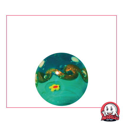 Marble Art Hokusai Green, handmade artist marble, representation of a wave glittered with gold