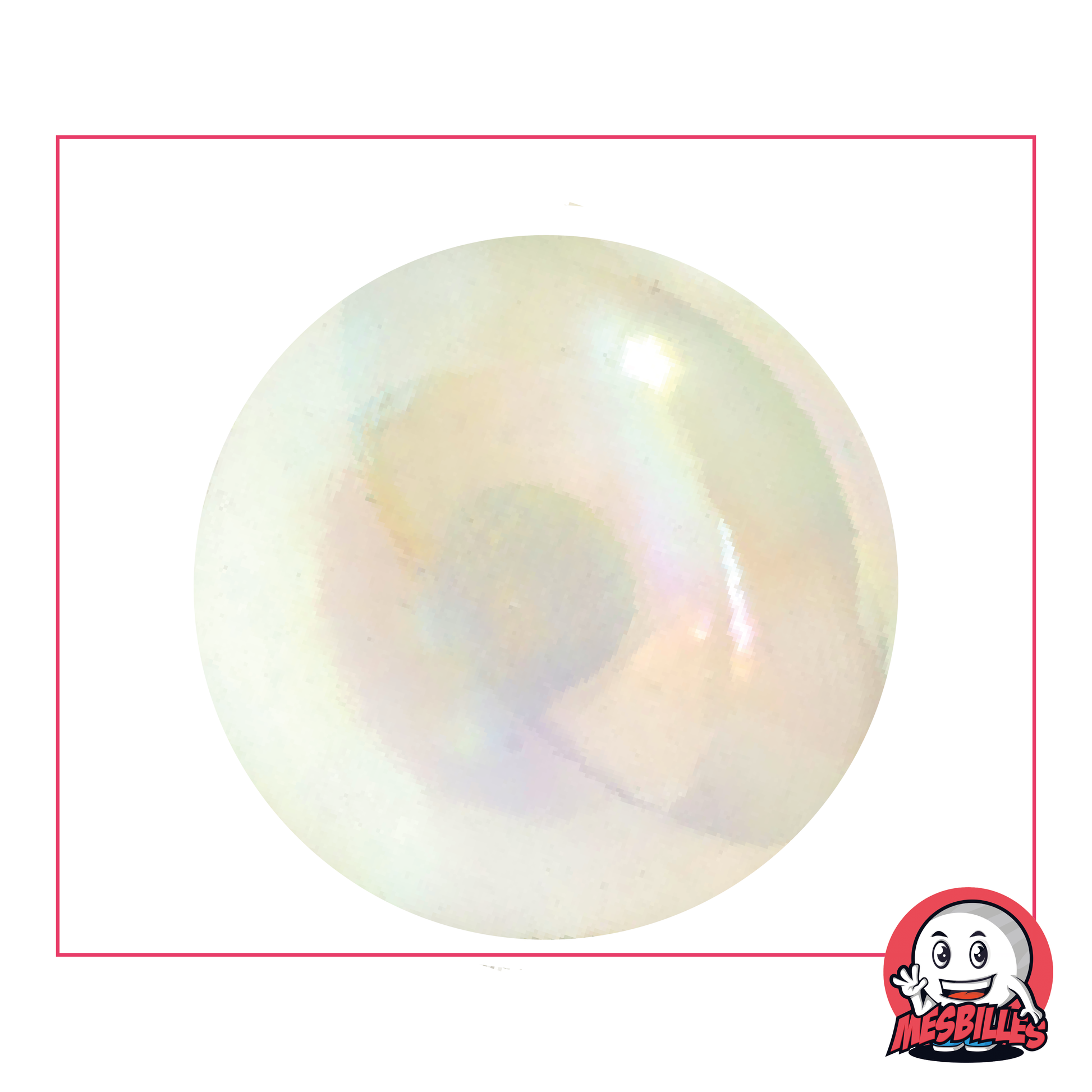 42 mm Iridescent Crystal marble in glass with shiny reflections, whale size marble, large marble