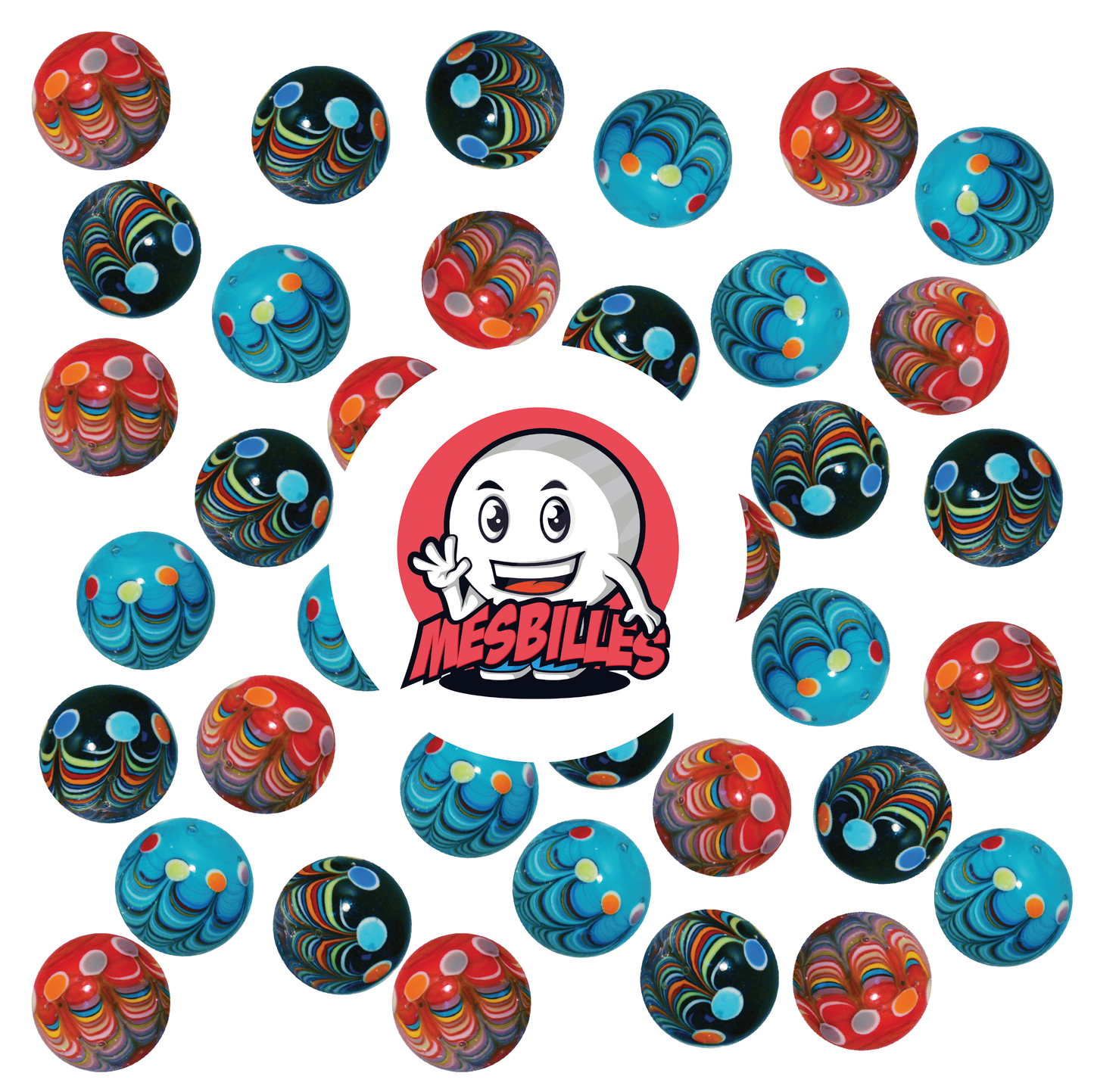 1 Black Joker Art Marble 16 mm