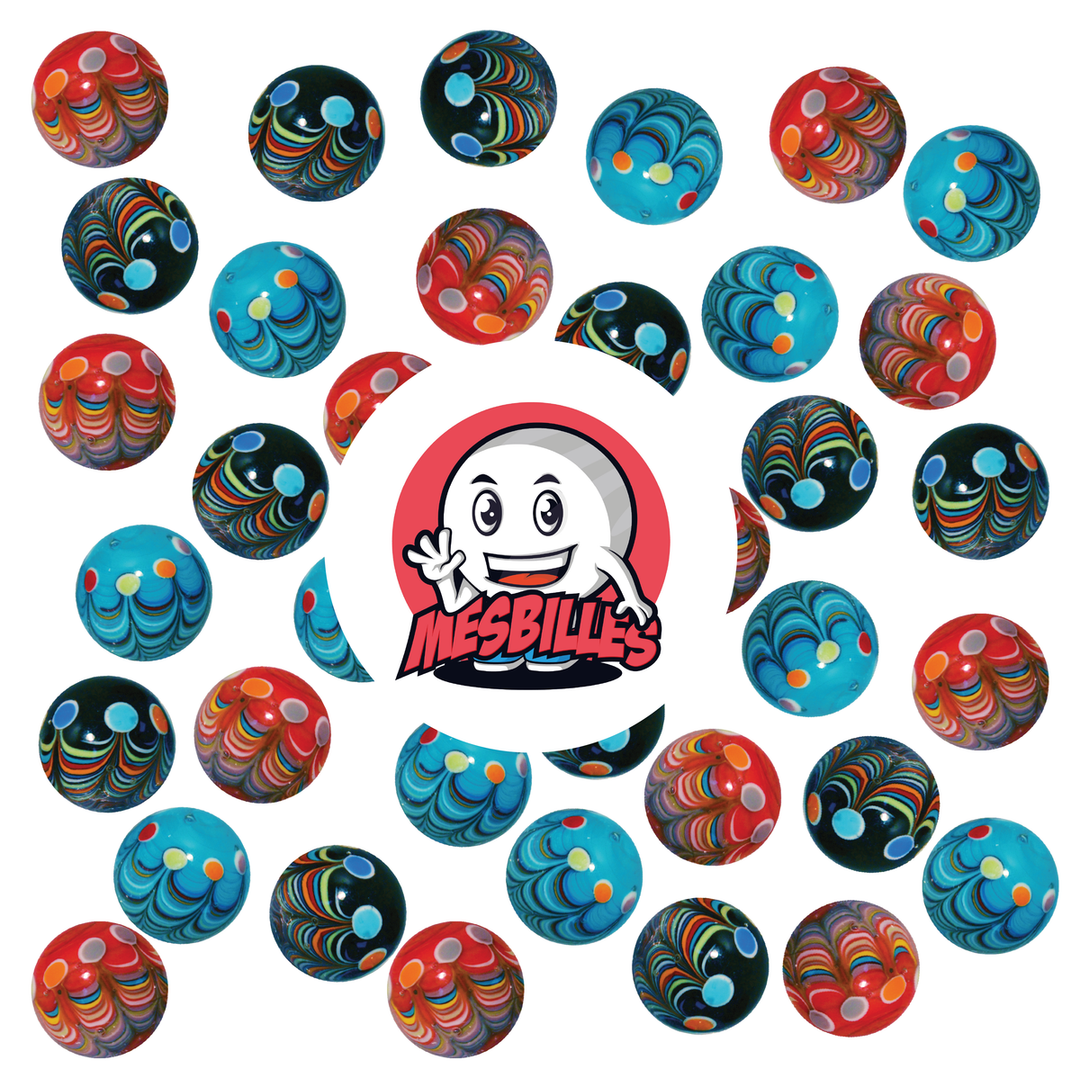 1 Red Joker Art Marble 16 mm