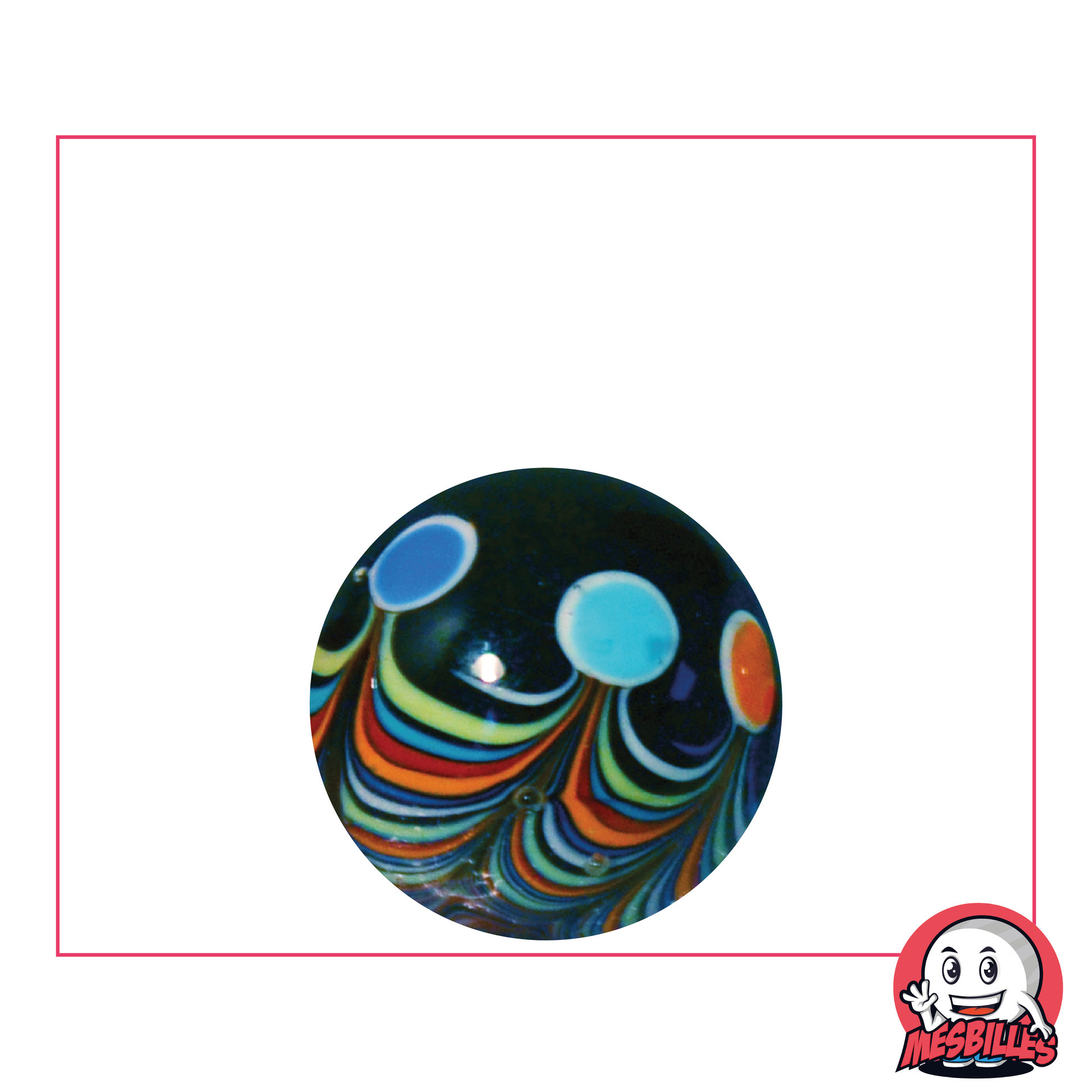 Marble Art Joker Black 22mm, unique designer marble art, multiple coloured My-Glassmarbles circles