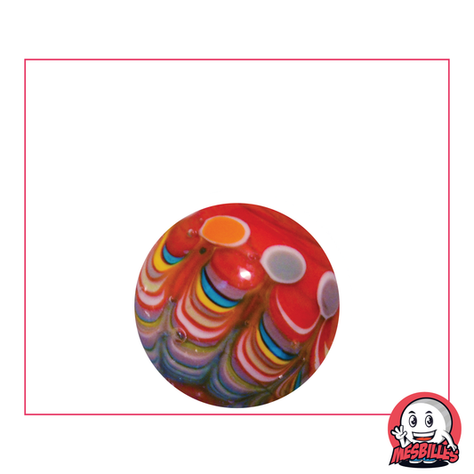 Marble Art Joker Red 22 mm, personalised marble made by hand with multiple coloured rounds.