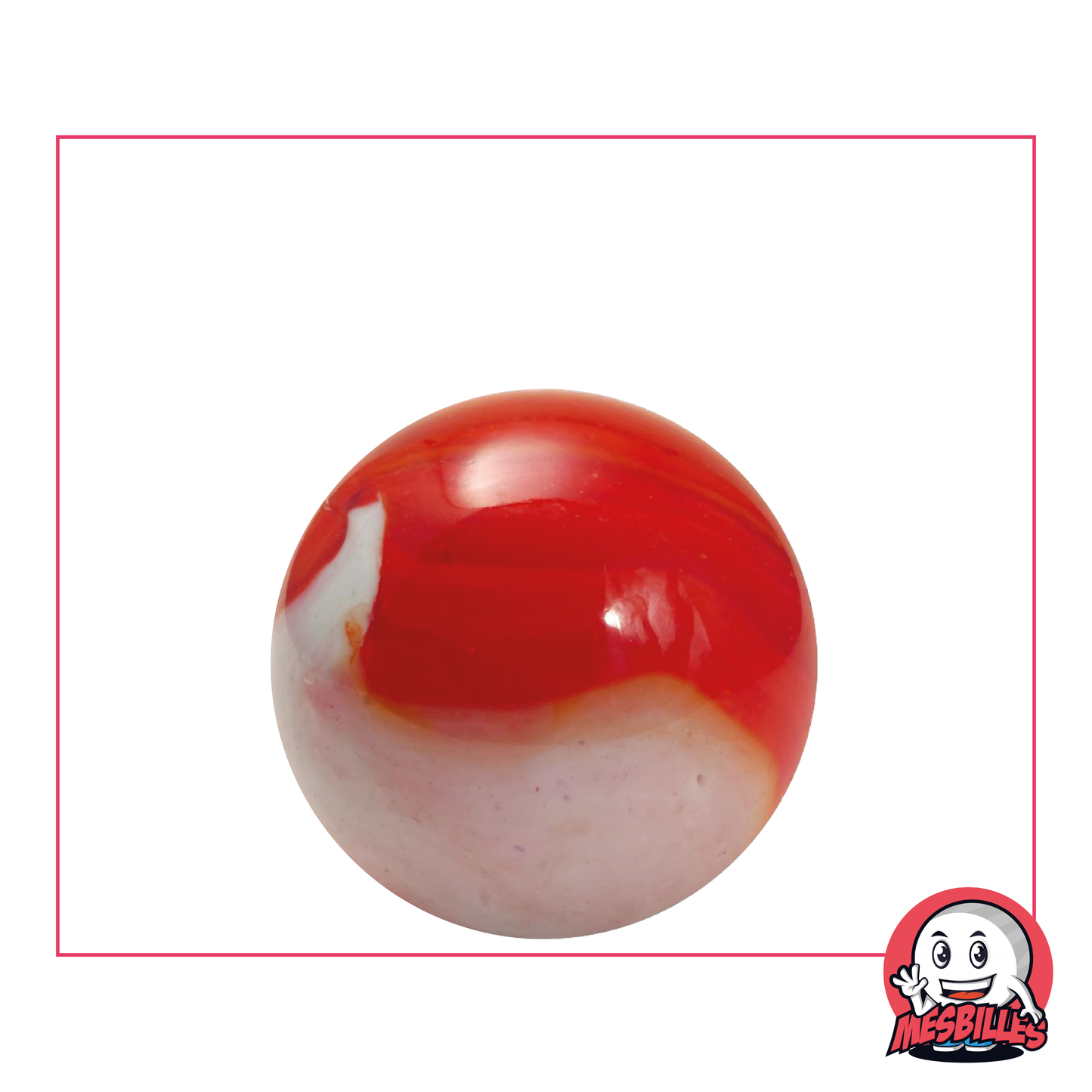 Juno glass Marble, 25mm, opaque orange with a touch of white - captivating visual jewel