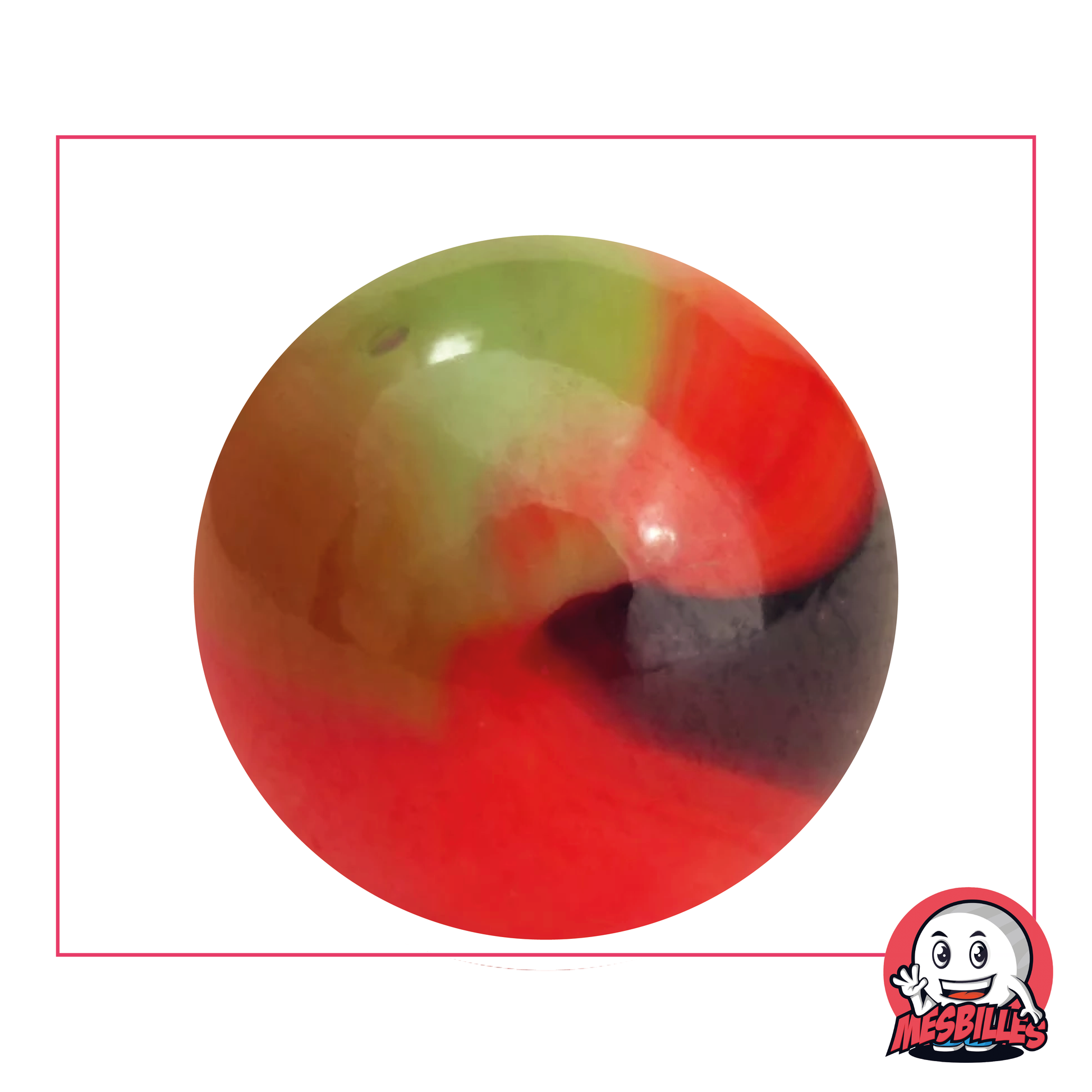 42 mm Lautrec marble in orange opaque Porcelain glass, large whale marble.