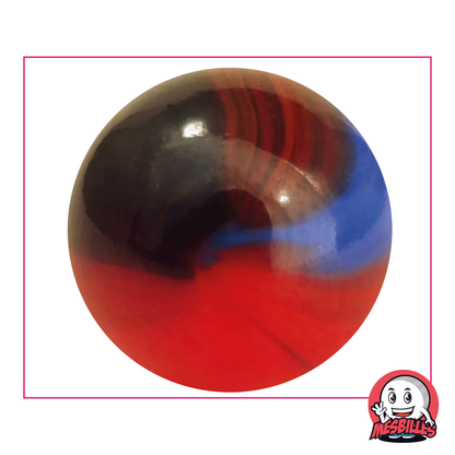 50 mm Lautrec marble in orange porcelain glass with coloured spots, very large marble.