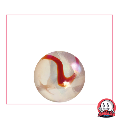 22 mm Marble Lemonade, a translucent orange-pink marble with amber-orange accents - My-Glassmarbles