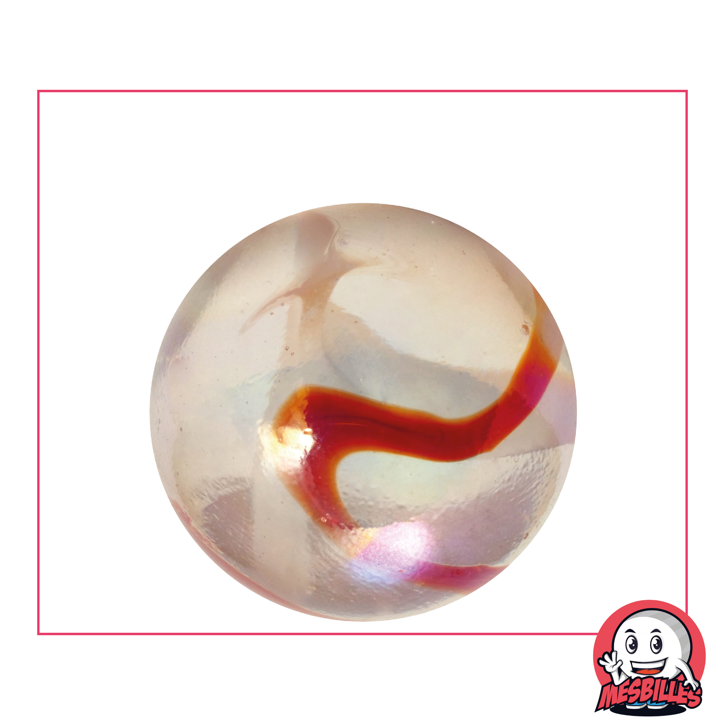 Marble Lemonade 35 mm, translucent orange-pink marble with orange amber - My-Glassmarbles