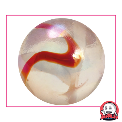 50 mm Marble Lemonade, a translucent orange-pink marble with amber-orange accents - My-Glassmarbles