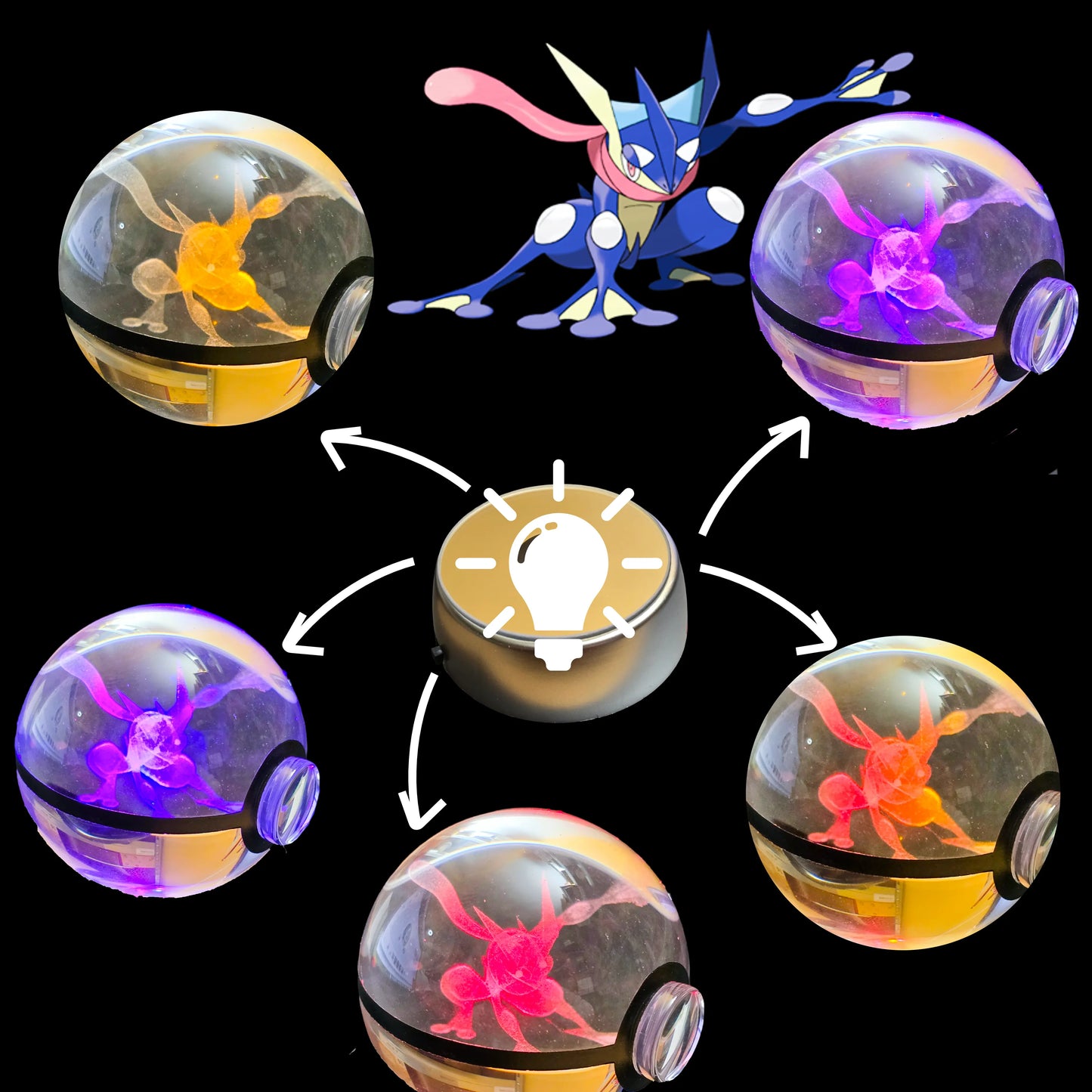 Grande bille transparente avec motif 3D « Amphinobi » au centre, effet lumineux : pour collection et amoureux des beaux objets