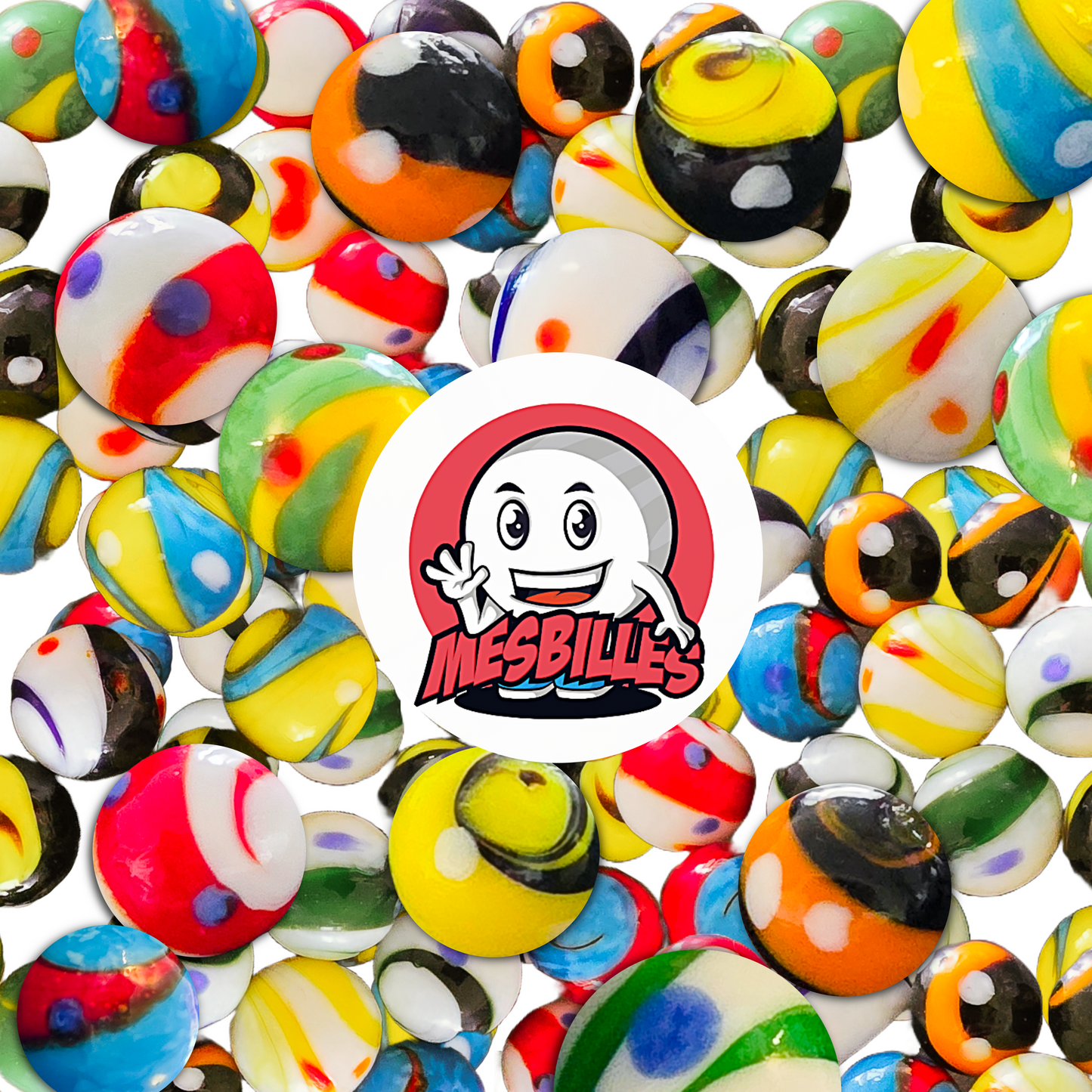 25 mm Yellow and Black Big-Bang KimPlay Marble and My-Glassmarbles Mascot