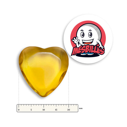Bille Coeur Jaune Extra-Plate à côté d'une règle graduée, 20 mm de large