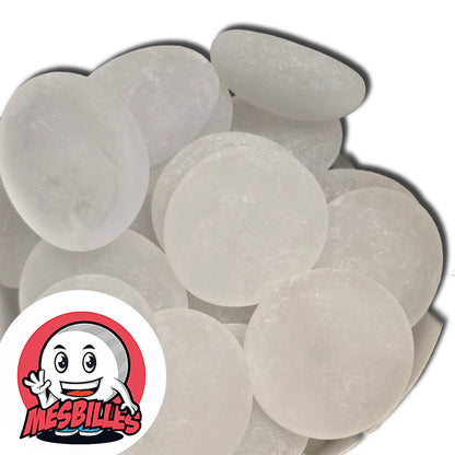 Dans la Grande Famille des Billes Givré, il y a la Bille Plate en verre Dépoli de Couleur Blanc.