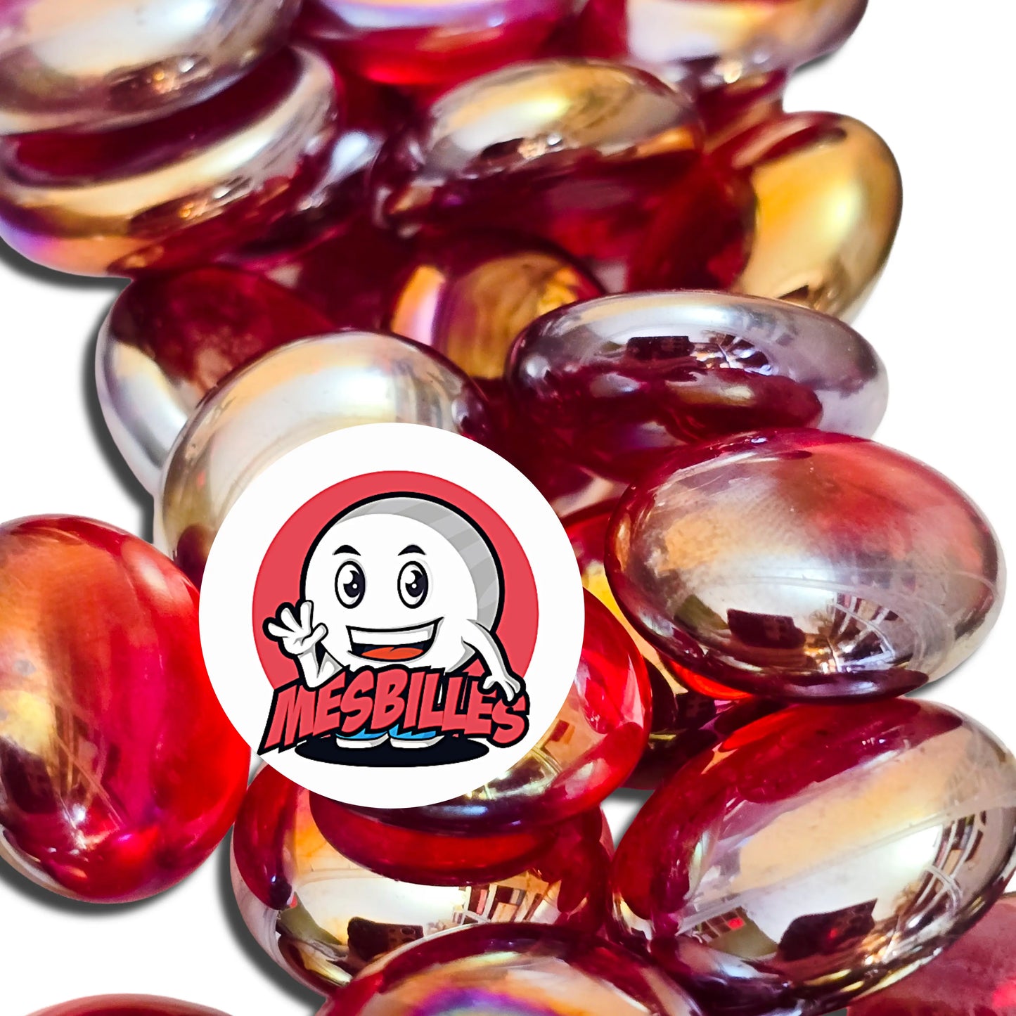 1 Flat marble 18 mm Iridescent Red