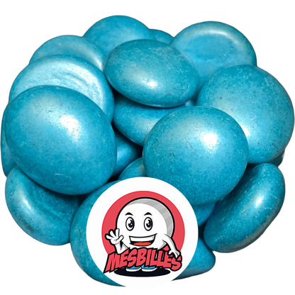 Dans la Grande Famille des Billes Métallisé, il y a la Bille Plate en verre avec un Revêtement Métallisé de Couleur Bleu.