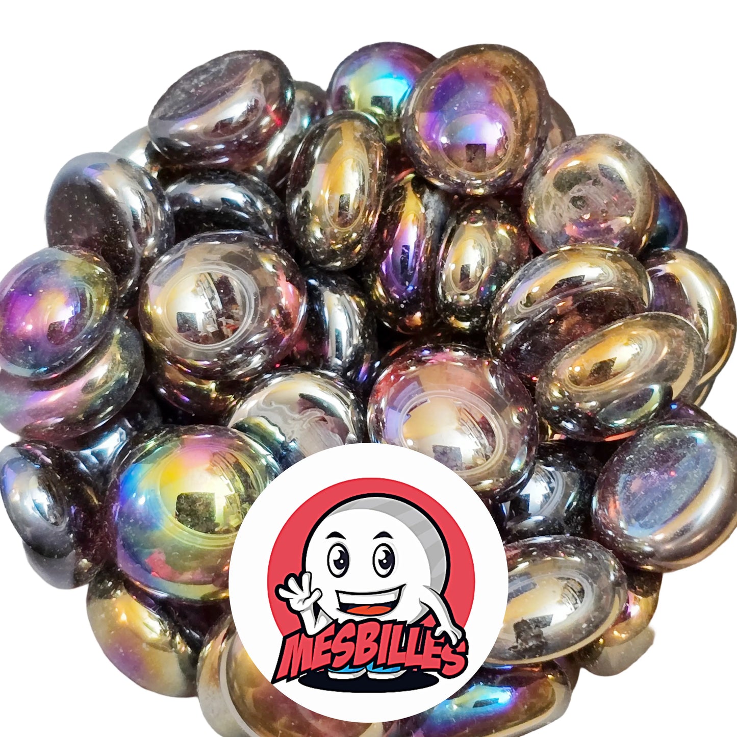 Petit Galet Violet en verre Translucide et Brillant de Couleur Violet, Collection Bille Irisée : le Graal des Collectionneurs.