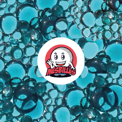 My-Glassmarbles - 250 gr Flat Marbles, blue transparent mix, 30mm, 18mm, 12mm, translucent