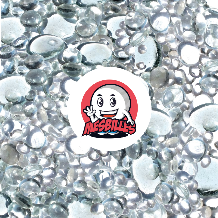 My-Glassmarbles - 250 gr Flat Marbles, crystal colour mix, 30mm, 18mm, 12mm, translucent