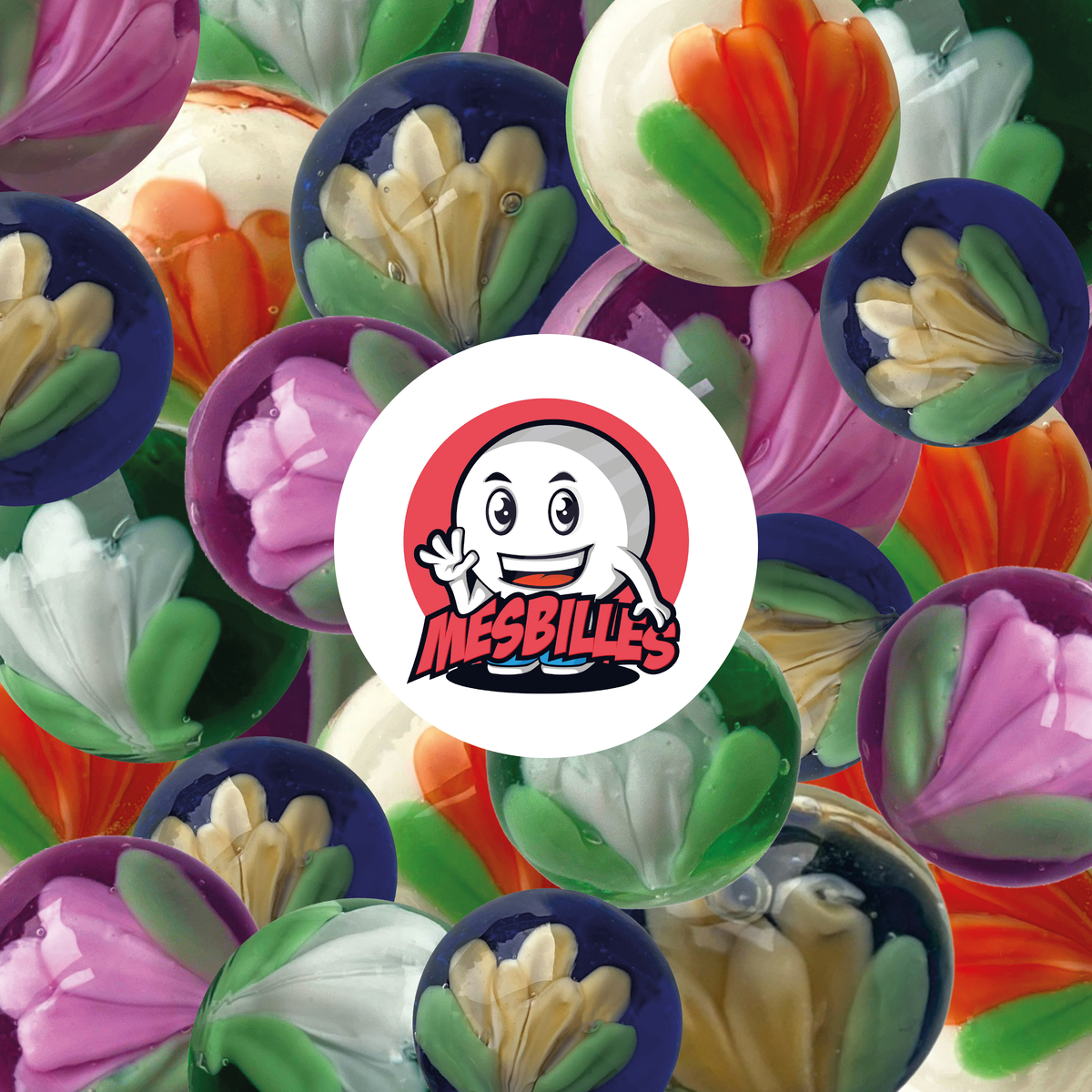 1 Purple Tulip Art Marble 22 mm