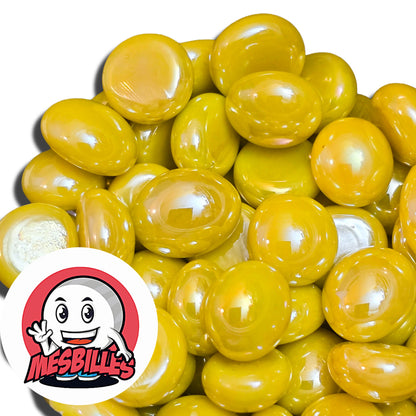 Billes plates Glossy Jaune réunies, vue d'ensemble