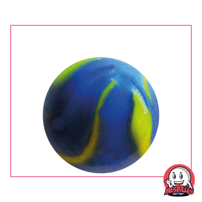 Van Gogh 35 mm Marble in opaque Yellow glass with blue stripes - My-Glassmarbles