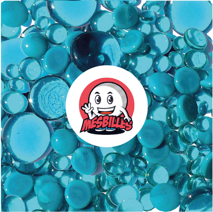 My-Glassmarbles mascot - Duck blue glass Flat Marbles, transparent and opaque, 12mm to 30mm