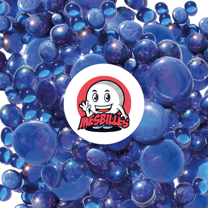 My-Glassmarbles Mascot - Midnight blue glass Flat Marbles, transparent and shiny opaque, 12mm-30mm