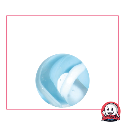 Snow Marble, mini marble in translucent glass partially coated in white and light blue