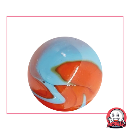 Marble 35 mm orange and turquoise opaque - My-Glassmarbles