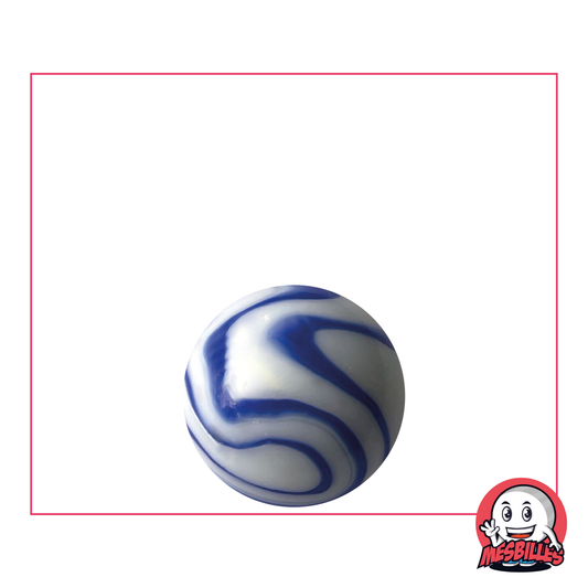1 Marble Ozone 16 mm opaque white glass marble with blue stripes