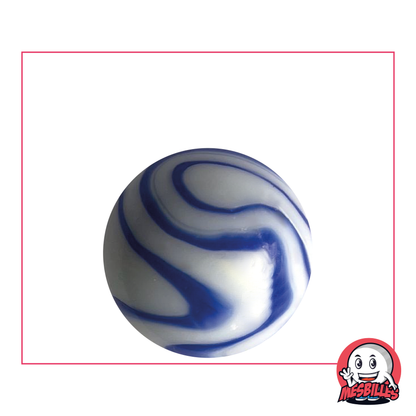 Marble Ozone 25 mm design white porcelain and blue waves, a unique piece for marbles lovers