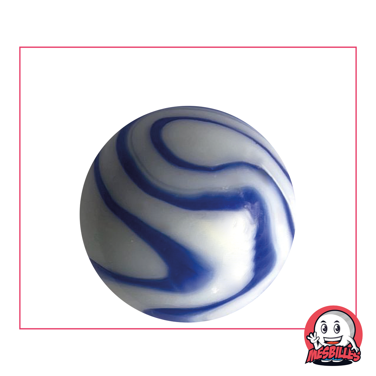 Marble Ozone 35 mm, two-tone white-blue paint effect, for lovers of exceptional marbles
