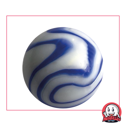 Ozone 42mm white and blue zebra marble, Porcelain type, Whale size marble, very large marble